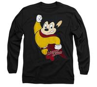 Mighty Mouse Classic Hero Mens Long Sleeve T Shirt, Black, Medium