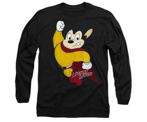 Mighty Mouse Classic Hero Mens Long Sleeve T Shirt, Black, X-Large