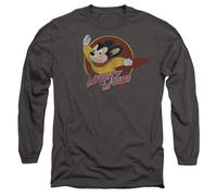Mighty Mouse Mighty Circle Mens Long Sleeve T Shirt, Charcoal, S