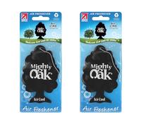 Mighty Oak Air Freshener - Ice Cool Fragrance - Long Lasting Hanging Car Deodoriser - Odour Eliminator Air Freshener - Auto Accessories - UK Made Car Scent Freshener - 2 Pack