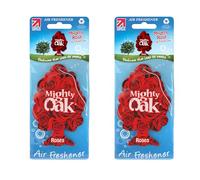 Mighty Oak Air Freshener - Modern Rose Fragrance - Long Lasting Hanging Car Deodoriser - Odour Eliminator Air Freshener - Auto Accessories - UK Made Car Scent Freshener - 2 Pack