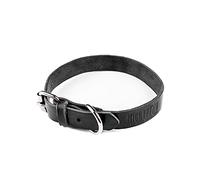 Mighty Paw Leather Dog Collar - Genuine Distressed Leather - Strong Metal Buckle - Ultimate Comfort - Modern Style for All Dogs Breeds - Comfort Puppy Collar - (Medium - Black)