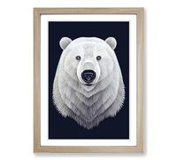 Mighty Polar Bear Framed Print | A2 Oak Framed Wall Art | Ready to Hang | Modern Animal Picture | Living Room Bedroom Lounge Office