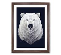 Mighty Polar Bear Framed Wall Art Print A2 Walnut