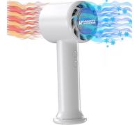 Mighty Power Handheld Air Fan, 3 Speeds, Rechargeable USB-C, Instant Cooling Tech, 10 Hrs Runtime, Compact, Gift, Travel, Camping, Beach, White, 6.5 Inches