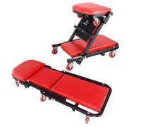 Mighty Products 2 in 1 Folding Car Creeper Seat with Wheels | Mechanic Garage Stool Adjustable Rolling Creeper Board | Convertible Shop Seat Padded Cushions Steel Frame 150kg Capacity