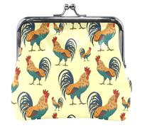 Mighty Rooster Yellow Leather Coin Pouch for Women Cute Kiss Lock Buckle Change Pouch Wallet, Mighty Rooster Yellow, OneSize