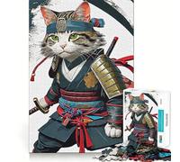 Mighty Samurai Cat 1000 Piece Jigsaws for Adults Puzzle Logic Workout Precise Connection Home Play (50x75cm)