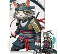 Mighty Samurai Cat 1000 Piece Puzzle For Adults Creative Play Snug Joint Real Challenge Night Activity (38x26cm)