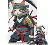 Mighty Samurai Cat Jigsaw Puzzles for Adults 1000 Pieces Strong Logic Clear Color Fun Challenge Festive Gift (38x52cm)