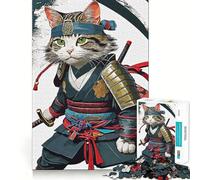 Mighty Samurai Cat Jigsaw Puzzles for Adults 1000 Pieces Strong Logic Clear Color Fun Challenge Festive Gift (38x52cm)