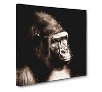 Mighty Silverback Gorilla Canvas Print | Gallery Wrapped 30mm Frame Wall Art | 14x14 inches | Ready to Hang | Abstract Animals Picture | Living Room Bedroom Lounge Office