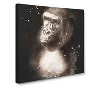 Mighty Silverback Gorilla Paint Splash Canvas Print | Gallery Wrapped 30mm Frame Wall Art | 20x20 inches | Ready to Hang | Modern Animals Picture | Living Room Bedroom Lounge Office
