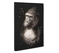 Mighty Silverback Gorilla Paint Splash Canvas Print | Gallery Wrapped 30mm Frame Wall Art | 30x20 inches | Ready to Hang | Modern Animals Picture | Living Room Bedroom Lounge Office