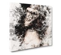 Mighty Silverback Gorilla Watercolour Canvas Print | Gallery Wrapped 30mm Frame Wall Art | 20x20 inches | Ready to Hang | Modern Animals Picture | Living Room Bedroom Lounge Office