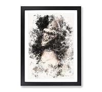 Mighty Silverback Gorilla Watercolour Modern Framed Print | A3 Black Framed Wall Art | Ready to Hang | Modern Animal Picture | Living Room Bedroom Lounge Office