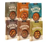Mighty Spice Family Curry Variety Pack No.1 (6 x 80g) - 15-20 Servings, Curry Banquet at Home, Butter Chicken, Tikka Masala, Biryani, Chicken, Chickpea & Jalfrezi, Quick 10-Minute Meal, Gluten Free,