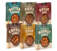 Mighty Spice Family Curry Variety Pack No.3 (6 packs x 80g) - Butter Chicken, Tikka Masala, Chicken Curry, Rogan Josh, Goan & Madras, Family Banquet Buffet Pack 12-18 Servings, Vegan Gluten Free,