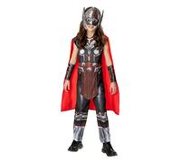 Mighty Thor Girls Costume + Mask Girls Licensed Fancy Dress Outfit Marvel
