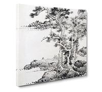 Mighty Tree by Lan Ying Asian Japanese Canvas Wall Art Print Ready to Hang, Framed Picture for Living Room Bedroom Home Office Décor, 14x14 Inch (35x35 cm)