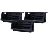 Mighty Tuff Heavy Duty Nesting Stack Bins, Pack of 3, Extra-Large Handles, Wide Front Opening, Interlocking, Stack Vertically, Holds Up To 100 Pounds, Black