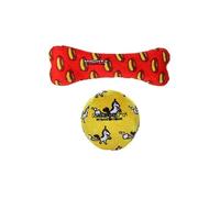 MIGHTY Tuffy 2 Pack Bone & Medium Ball Dog Toys: Ultra Durable Plush Toy with Multiple Layers & Reinforced Seams, Washable and Floats, Vinyl Ball & Fleece