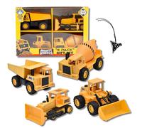 Mighty Wheels Steel 4 Pack of 4.75" Truck Toys - 1 x Dump Truck, 1 x Front Loader, 1 x Cement Mixer and 1 x Bulldozer Toys - Construction Toys for 3+ Year Old Boys and Girls