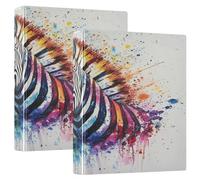 Mighty Zebras White One and A Half Inch School Binders Round Ringing with Interior Pockets Pack of 1/2 Office Binder Supplies 200 Sheets