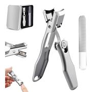Mightyclip Nail Clippers, Mighty Clip Nail Clippers, German Nail Clippers for Men and Women, Professional Heavy Duty Toe Clippers for Seniors for Thick Nails with Catcher File (Silver)