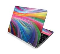 MightySkins Skin for Samsung Chromebook Plus V2 12" (2019) - Rainbow Waves | Protective, Durable, and Unique Vinyl Decal wrap cover | Easy To Apply, Remove, and Change Styles | Made in the USA