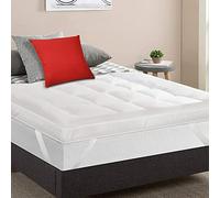 MightySoft Mattress Topper Double Bed 10cm Thick - Quilted, Extra Deep, Ultra Fluffy and Breathable Microfiber Topper, Securely Fits with Elastic Straps, Enhances Comfort & Supports Restful Sleep