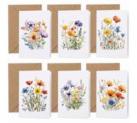 MIGIFTDY 24 PCS Blank Greeting Cards and Envelopes Set, 12 Watercolor Floral Botanical Notecards with 12 Matching Envelopes, 15x10cm Thick Cardstock, Thank You Cards for Birthday Wedding Invitation