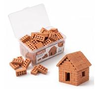 MIGIFTDY 50Pcs Mini Red Bricks, 8-Hole Clay Miniature Building Blocks, Realistic Terracotta Model Bricks for DIY Dollhouse, Diorama, Micro Landscape & Sand Table Crafts