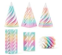 MIGIFTDY 6PCS Rainbow 3D Printed Spiral Fidget Cone Set, Impossible Pyramid Passthrough Sculpture, Stress Relief Sensory Toys for Kids Adults, Desk Decoration & Gift