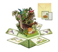 MIGIFTDY Dinosaur Pop Up Card, 3D Birthday Greeting Card with Envelope & Message Card, Jurassic Dino Pop-Up Card for Kids Boys Dinosaur Lovers