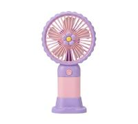 MIGIFTDY Handheld Fan, Cute flower Hand Desk Fan，3 Speed Adjustable Desk Fan with Detachable Base Phone Stand, Summer Pocket Travel Cooling Fan for Home Office Outdoor Girls Kids（Purple）