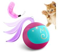 Migipaws 2-in-1 Interactive Cat Toy Ball - Paw Friendly Kicking Chasing Ball with Bonus Fluffy Tail For Indoor Cats Random Rolling Auto Escape Corners Tangle-Free Quiet USB Rechargeable
