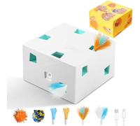 Migipaws 3-in-1 cat toy, automatic interactive 12-hole MigiBox, Capture mysterious mice beneath Pop-up Skin, DIY Carton Box toy for bored indoor cats, rechargeable