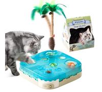Migipaws 7-in-1 Interactive Cat Toy Motion Activated Indoor Playset with Automatic Pop Bounce Cat Ball, Feather Palm Tree Wand, Catnip Ball & Self-Grooming Cardboard House Rechargeable