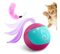 Migipaws Automatic Interactive Cat Toy Ball, Motion Activated Self Play Toy for Bored Cats,Random Moving Cat Ball Works on Carpet & Floor, Quiet Rechargeable Cat Enrichment Toy with Feather Tail