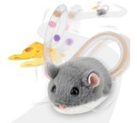 Migipaws Interactive MigiMouse Cat Toy 360° Rolling & Spin with Wiggling Tail for Indoor Cats Smart Motion Sensor, Realistic Squeak, Rechargeable Plush Kitten Toy(Grey)