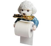 Mignon support de papier toilette en forme de chien Teddy - Design mural sans perçage avec étagère, imperméable et résistant à la corrosion, pour salles de bains, apprécié des amoureux des chiens
