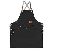 Mignongirl Chef Apron-Cross Back Apron for Men Women with Adjustable Straps and Large Pockets,Canvas,M-XXL,Black