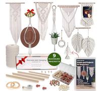 MIGO Creates Macrame Kit for Adults: DIY Macrame Wall Hanging & Hat Hanger Kit with 220 Yards Cord, 58 Pieces Supplies, E-Book for 3 Projects & Knots