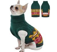 MIGOHI Classic Dog Sweater Thermal Small Dog Sweater with Leash Hole | Soft Knitted Doggy Pullover Vest Winter Fall Dogs Sweaters with Turtleneck for Small Dogs,Toy Poodle,Green,S