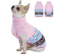 MIGOHI Classic Dog Sweater Thermal Small Dog Sweater with Leash Hole | Soft Knitted Doggy Pullover Vest Winter Fall Dogs Sweaters with Turtleneck for Small Dogs,Toy Poodle,Pink,S