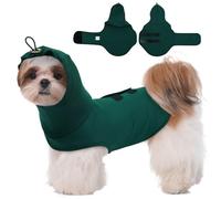 MIGOHI Dog Anxiety Relief Shirts for Small Dogs, Lightweight Calming Vest with Ear Cover for Boys Girls, Breathable Dog Anxiety Shirts for Fireworks, Travel, Separation, Flashing Lights, S, DarkGreen