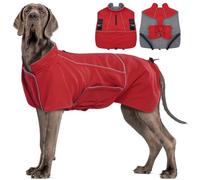 MIGOHI Dog Jacket,3XL Dog Coat Winter,Reflective Fleece Jacket Vest for Large Dogs,Adjustable Winter Coats for Dogs,Pet Coat for Chilly Cold Weather,German Shepherd,Red