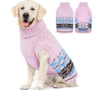 MIGOHI Sleeveless Dog Sweater Thick XXL Dog Sweater with Turtleneck | Soft Christmas Sweaters for Large Dogs, Knitted Pullover Vest for Cold Weather,Labrador Golden Retriever,Pit Bull,Pink,XXL