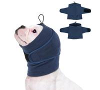 MIGOHI Small Dog Ear Muffs Lightweight, Calming Hoodie for Fireworks & Thunder, No Shake Ear Wrap Dog Hematoma, Soft Adjustable Head Cover for Dogs Bath Grooming, Chihuahua Yorkie, Blue S